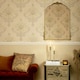 image 3 of Jasmine Damask Wallpaper in Sand with Metallic Gold Multi