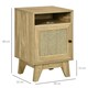image 3 of HOMCOM Nightstand, Rattan Bedside Table w/ Cabinet, Shelf, Natural