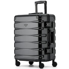 Flight Knight Premium Travel Suitcase - 8 Wheels Built-in TSA Lock Aluminium Frame, ABS Hard Shell Carry on Check in Luggage - 100+ Airlines Approved Black | Black Mono | Cabin Bag