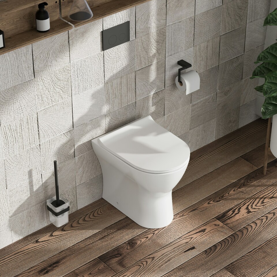 image 1 of Rimless Back to Wall Toilet Pan & Soft Close Sandwich Seat