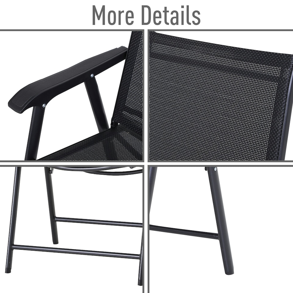 image 1 of Outsunny 2-PCS Garden Armchairs Outdoor Patio Folding Modern Furniture Black