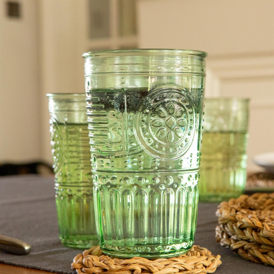 image 1 of Bormioli Rocco Romantic Highball Glasses - 340ml - Pack of 4 | Green | Green