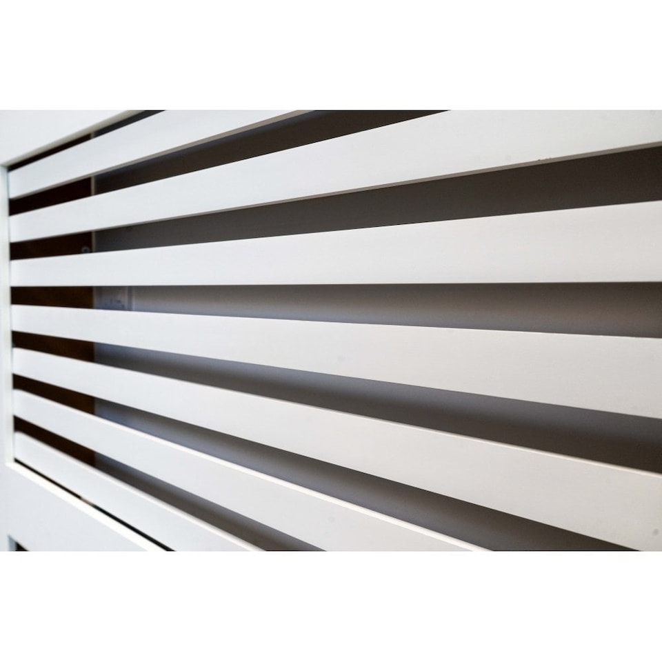 image 1 of JSH Radiator Cover White Horizontal Slat Wood MDF - Medium - 112cm (W) x 81.5cm (H) x 19cm (D) | White