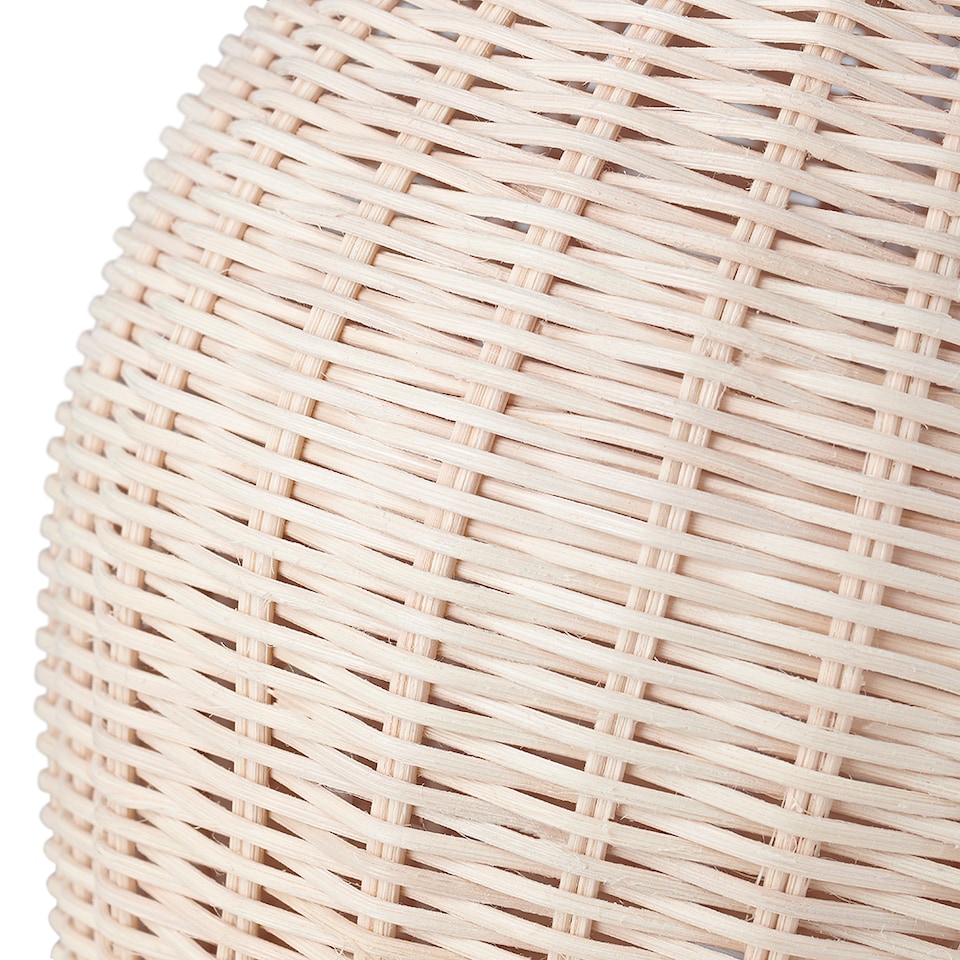 image 1 of Natural Light Brown Woven Rattan Table Lamp Base with White Cable and Switch | Brown