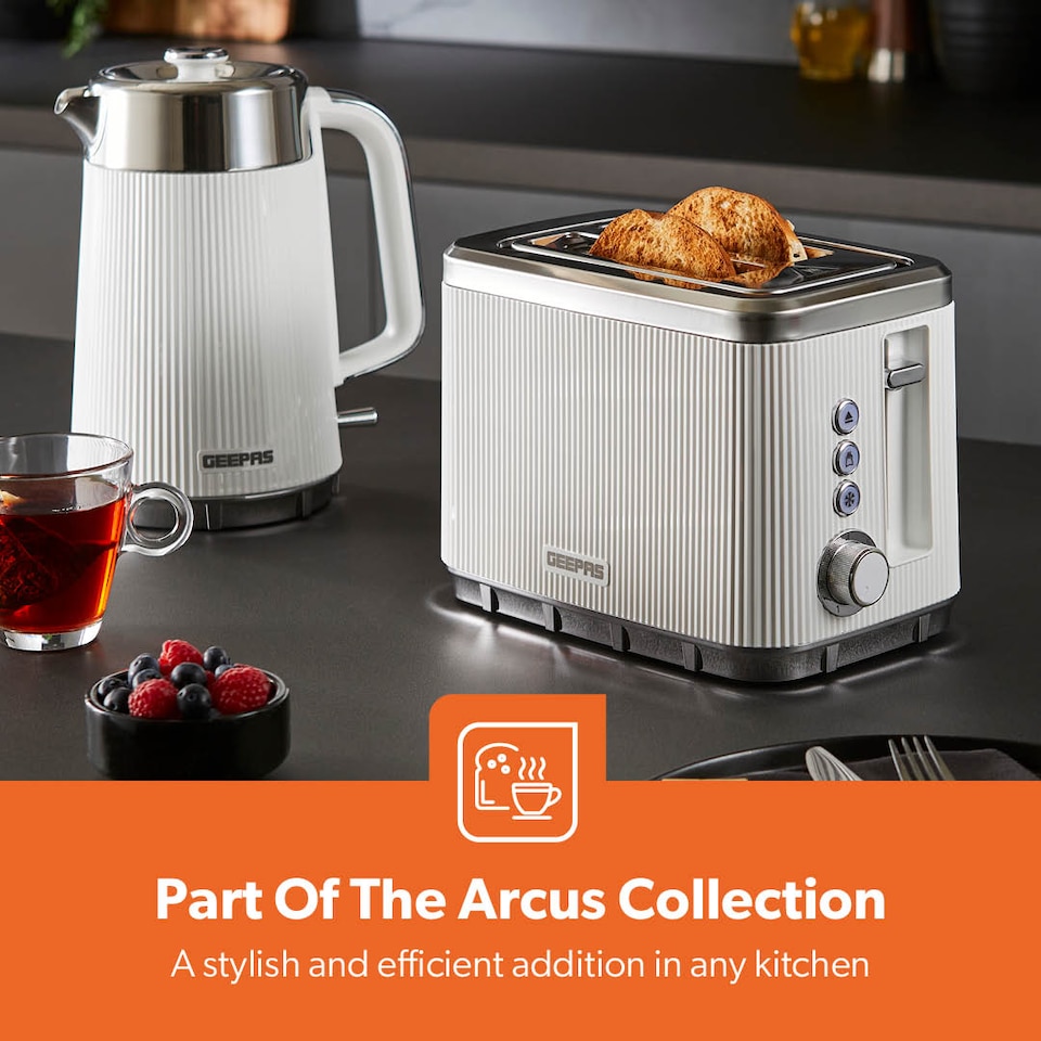 image 1 of GEEPAS 2 Slice Toaster 930W,  White Arcus