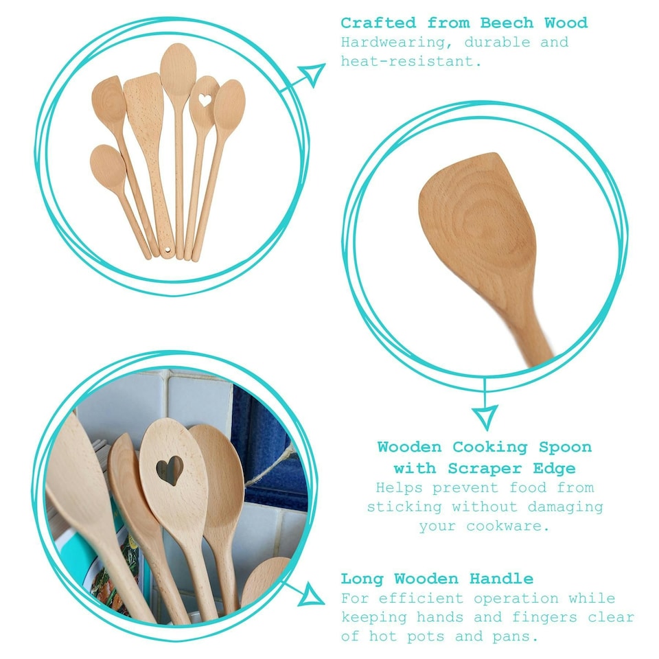 image 1 of Argon Tableware Wooden Scraper Spoons - 30cm - Pack of 3