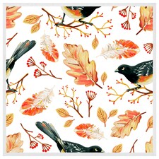 Birds & leaves in autumn (Picutre Frame) White | M