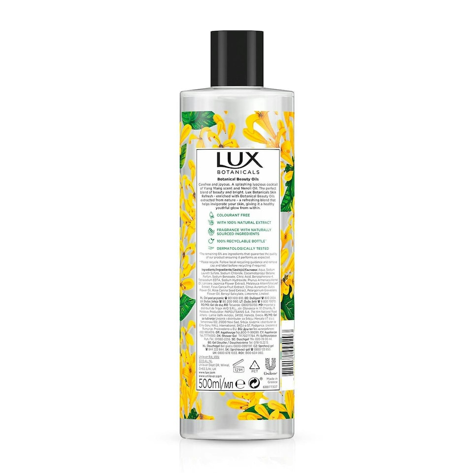 image 1 of Lux Botanicals Shower Gel With Ylang Ylang & Neroli Oil 6x500Ml