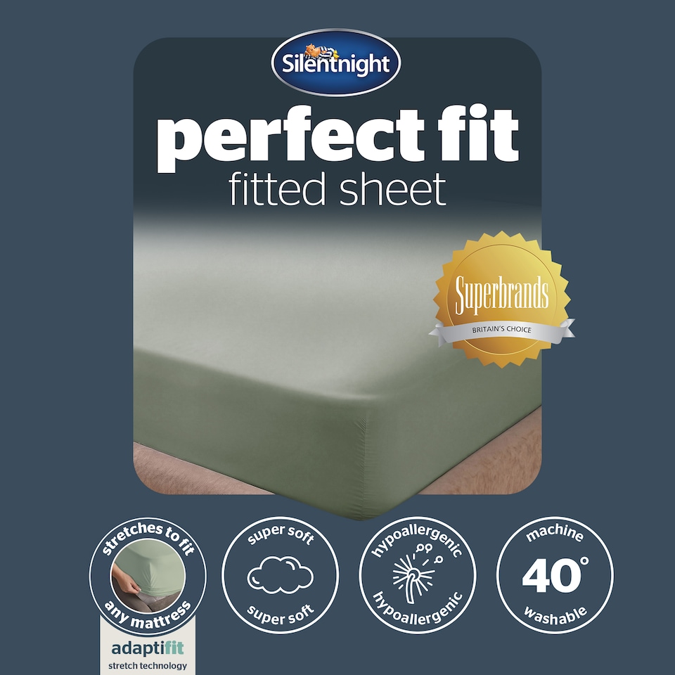 image 1 of Silentnight Supersoft Perfect Fit Fitted Sheet, Sage
