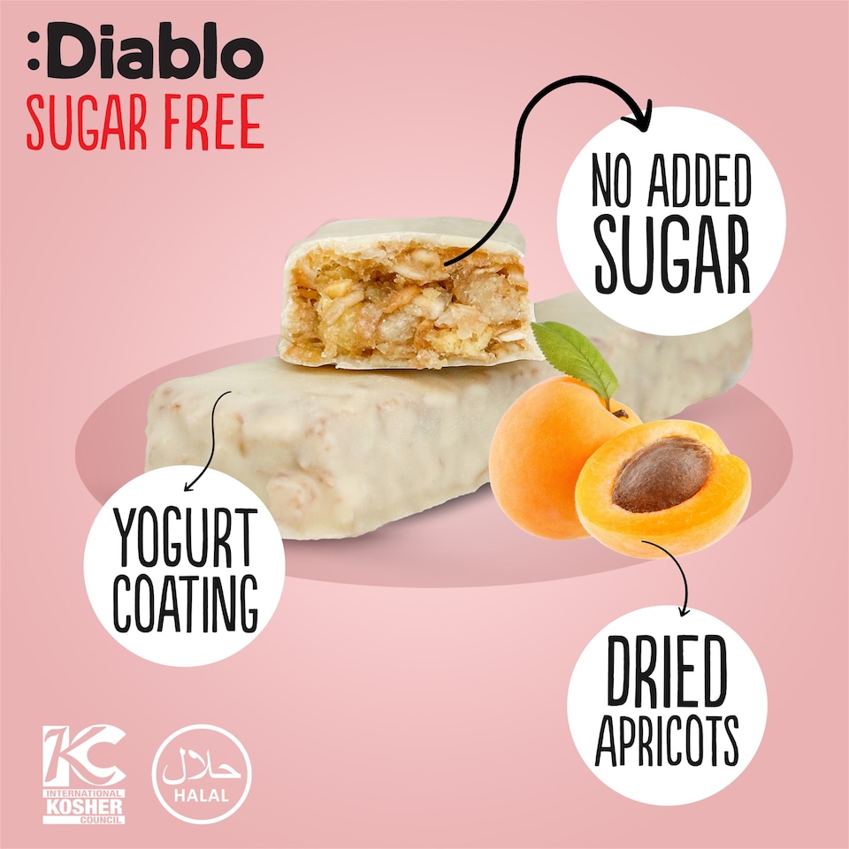 image 1 of Diablo No Added Sugar Yoghurt and Apricot Muesli Bar 30g 6 Pack