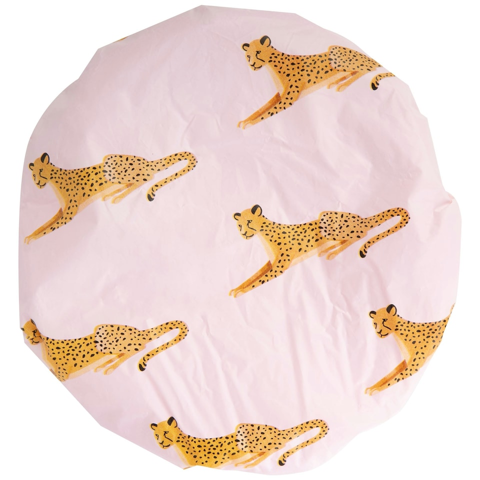 image 1 of Brushworks Reversible Shower Cap - Leopard Pattern