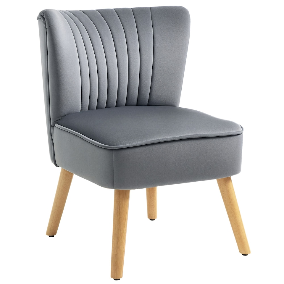 image 1 of HOMCOM Velvet Accent Chair Occasional Tub Chair for Living Room, Grey