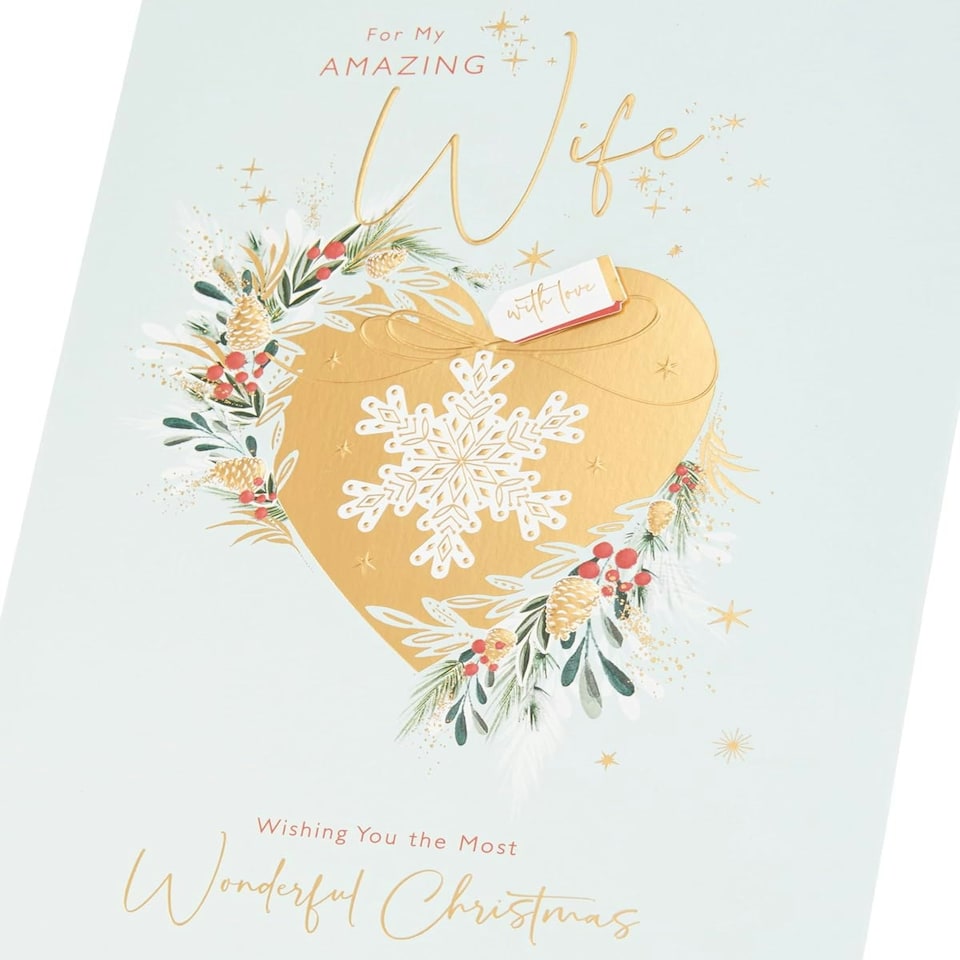 image 1 of Festive Gold Design Wife Christmas Card