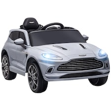 AIYAPLAY 12V Kids Electric Car, Aston Martin DBX Licensed Kids Ride on Car with Remote Control, 4 Suspension Wheels, LED Lights, Music, Horn, Slow Start, for Ages 3-6 Years, Grey