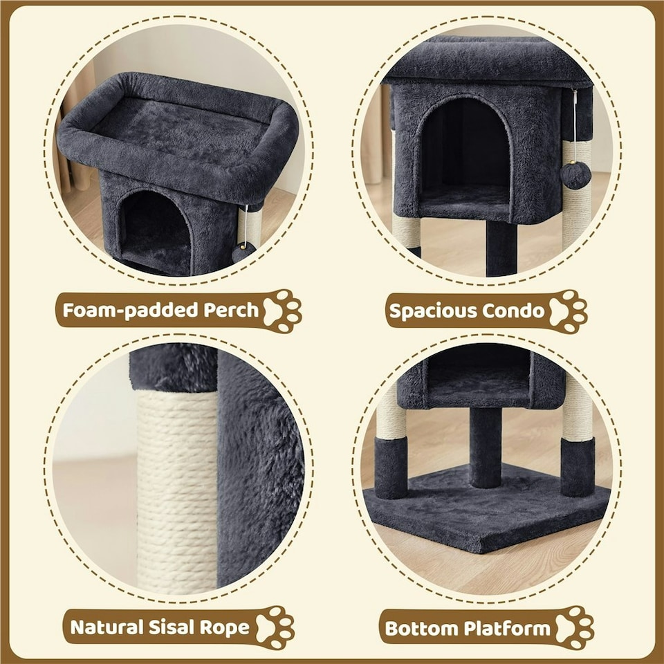 image 1 of Yaheetech 59 cm 2-Level Cat Tree with Condo Black