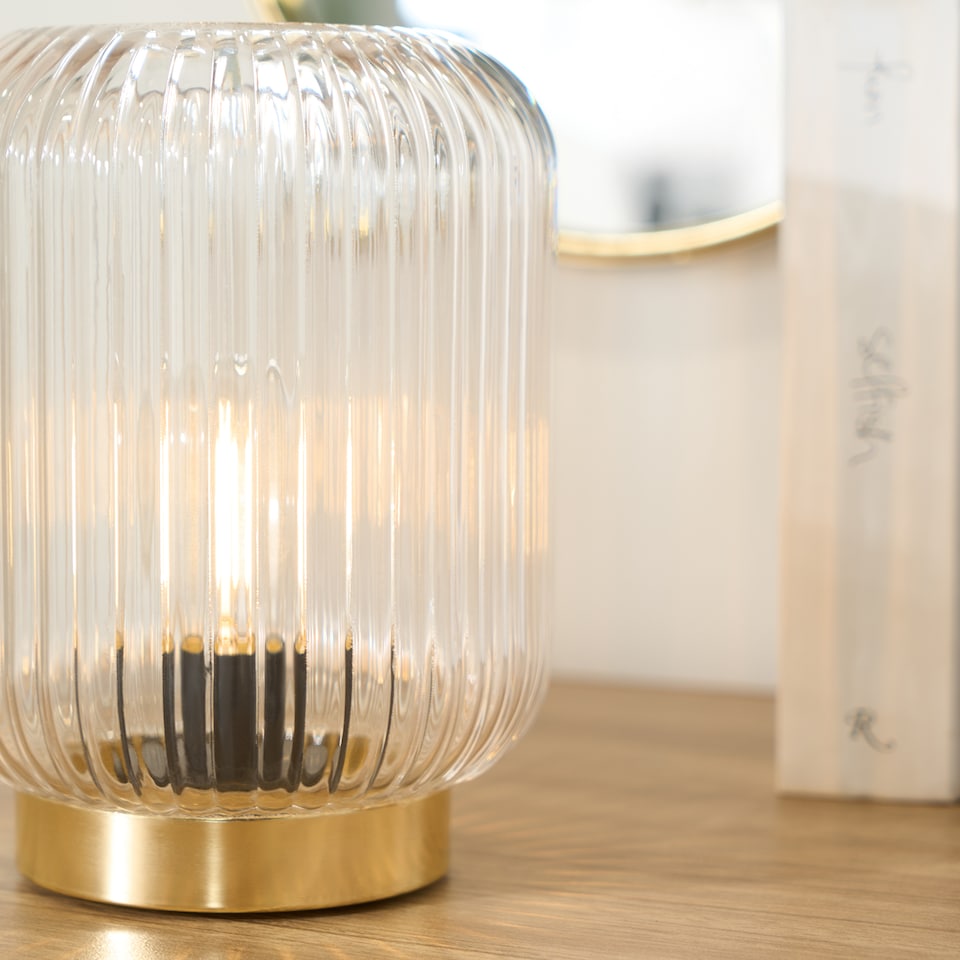 image 1 of OHS Glass Cordless Table Lamp LED Battery Operated Night Light