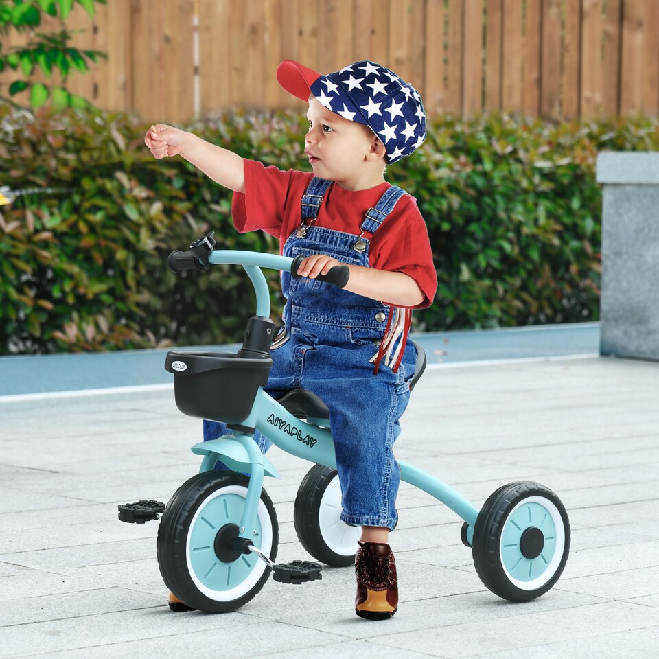 image 1 of AIYAPLAY Trike With Adjustable Seat Basket, Kids Tricycle for 2-5 Years Old, Blue