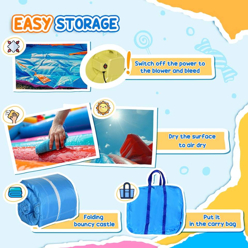 image 1 of Outsunny Kids Bouncy Castle w/ Slide Water Pool Climbing Wall & Trampoline | Multi | Blue, Yellow, Green, Red | 208H x 323L x 236Wcm