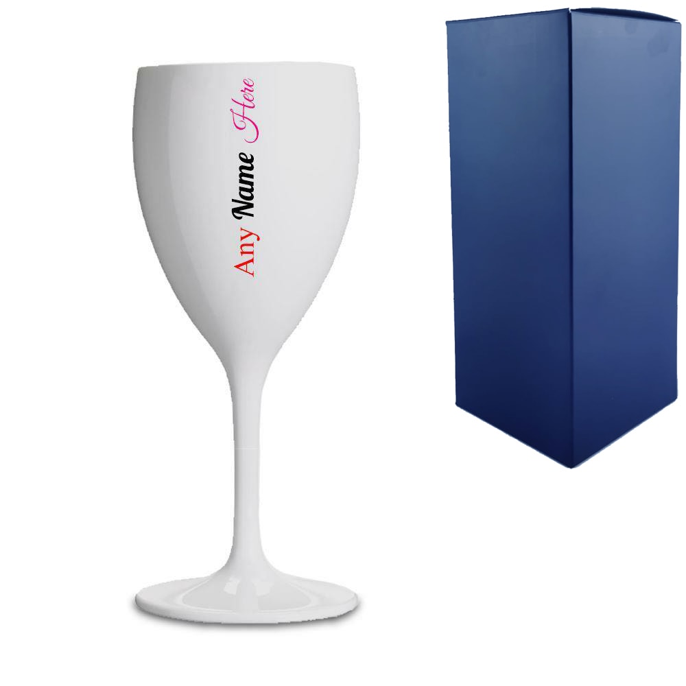 Uniqueful Personalised Plastic White Wine Glass Gift Box for Friend