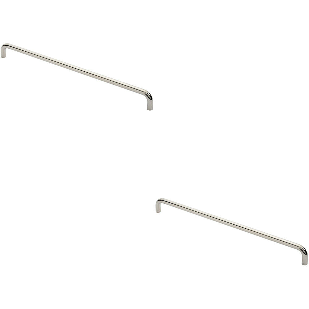 Loops 2x Round D Bar Pull Handle 619 x 19mm 600mm Fixing Centres Bright Steel in Metallics