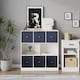 image 3 of Asymmetrical 8 Cube Bookcase Unit w/ 6 Drawer Inserts | White | White & Navy Blue | 8