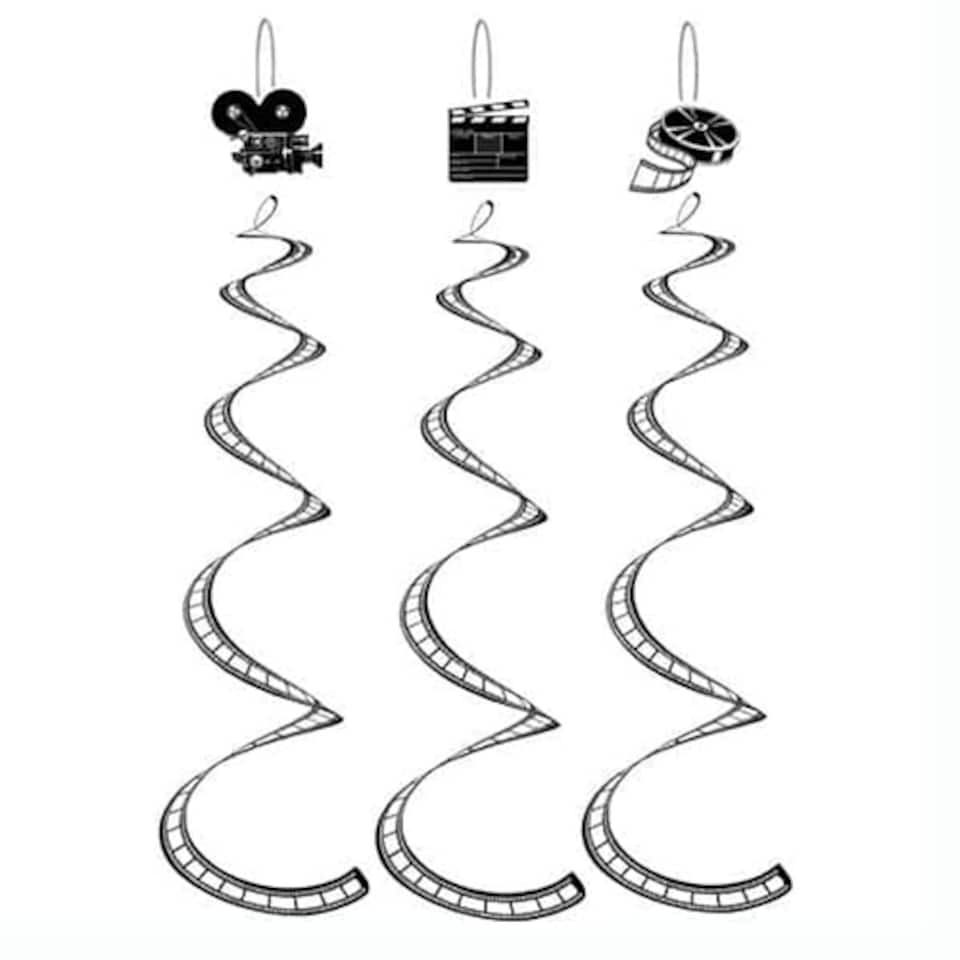 Filmstrip Whirls Hanging Decoration - 30 Inches / 76cm - Pack of 3