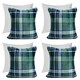 image 1 of OHS 4 x Hudson Flannel Fleece Check Printed Filled Cushions, 45x45cm - Green