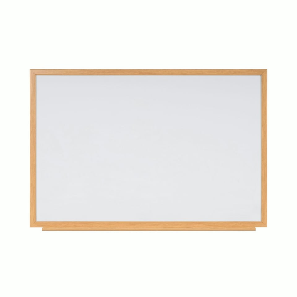 Bi-Office Earth-It Non Magnetic Melamine Whiteboard Oak Wood Frame 1800x1200mm - MB85002319