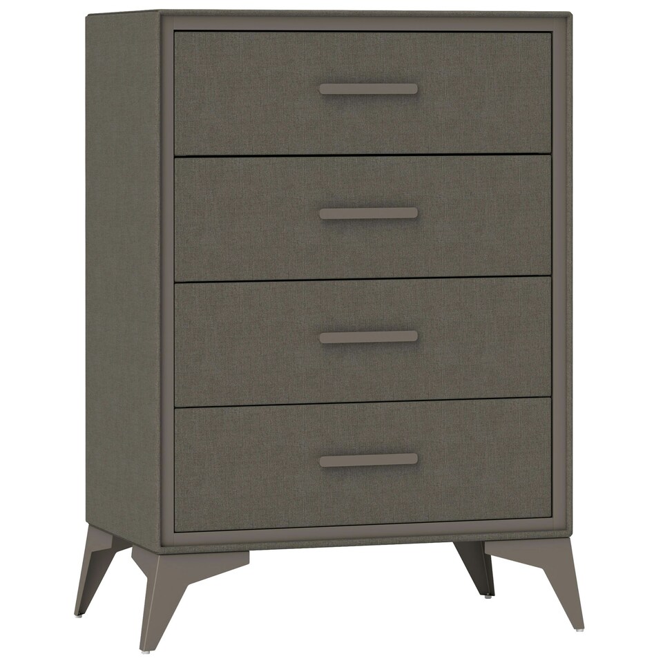 image 1 of HOMCOM 4 Drawer Chest of Drawers, Fabric Dresser with Steel Frame, Brown