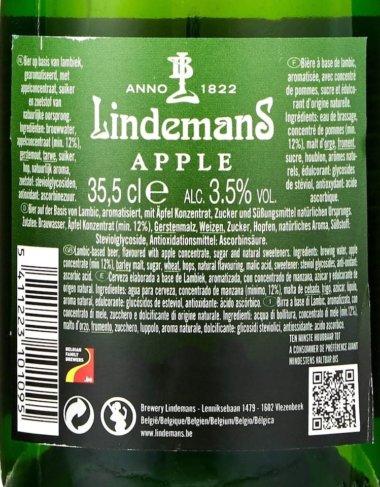 image 1 of Lindemans Apple Lambic Belgian Beer 12 x 35.5cl Bottles