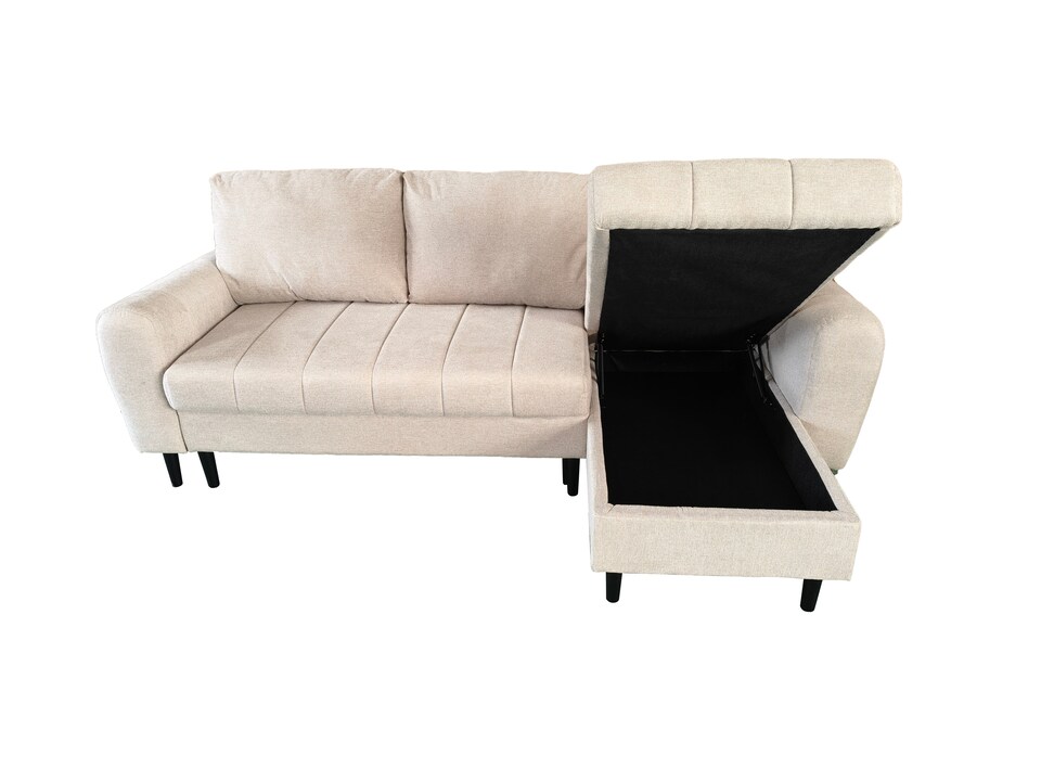 image 1 of Sienna 3 Seater Left Hand Facing Storage Sofa Bed in Grey, Silver or Beige | Cream | One Size