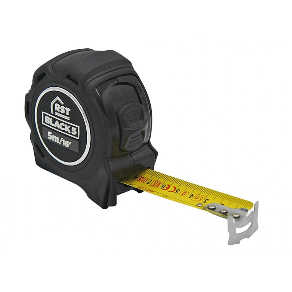 R.s.t. Black Tape Measure - Multi Colour - 5m/16ft (Width 25mm)