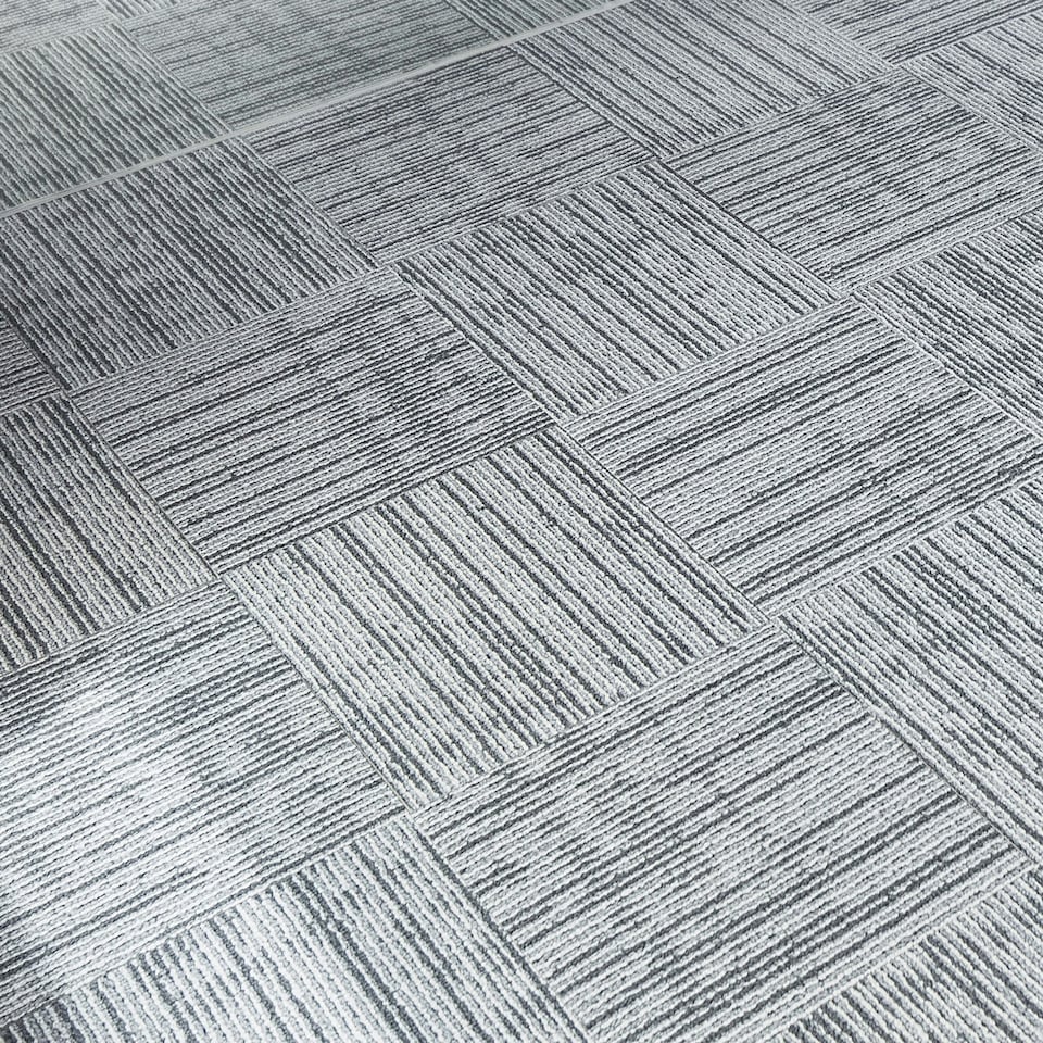image 1 of NOVECRAFTO Peel & Stick Floor Tiles – Grey Carpet Effect, 12x12in (30.5x30.5cm), Self Adhesive, Durable, Easy Clean, Carpet Imitation Style | Grey | 3.72 sqm