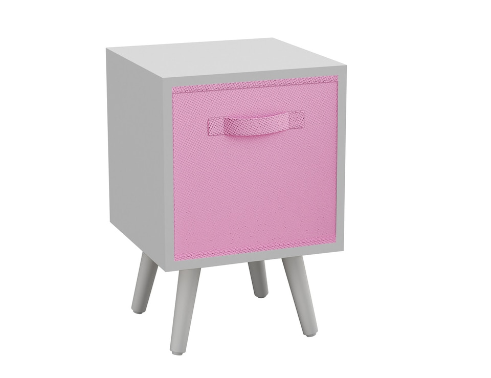 image 1 of White 1-Drawer Cube Shelving Unit with Scandinavian Legs | Pink | Light Pink & White | 1