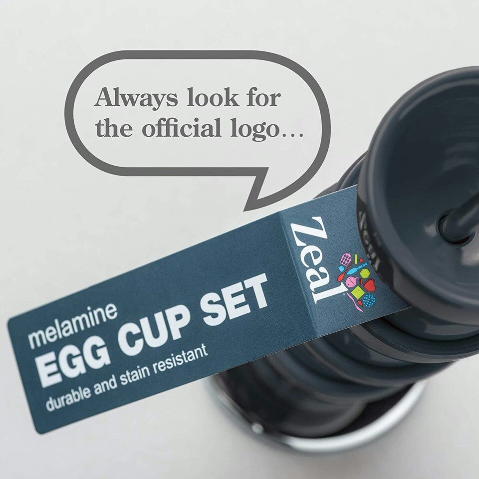image 1 of Zeal Stack & Store Egg Cups Set with Chrome Stand, Set of 4, Dark Grey