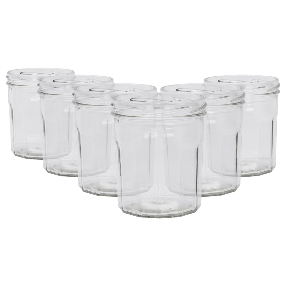 image 1 of Argon Tableware Glass Jam Jars - 250ml - Pack of 6 - Lids Not Included