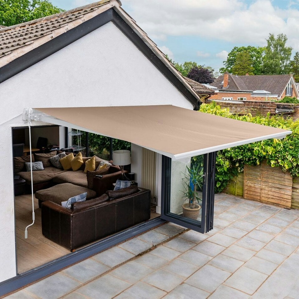 Beige 2.5 x 2m Retractable Manual Garden Awning