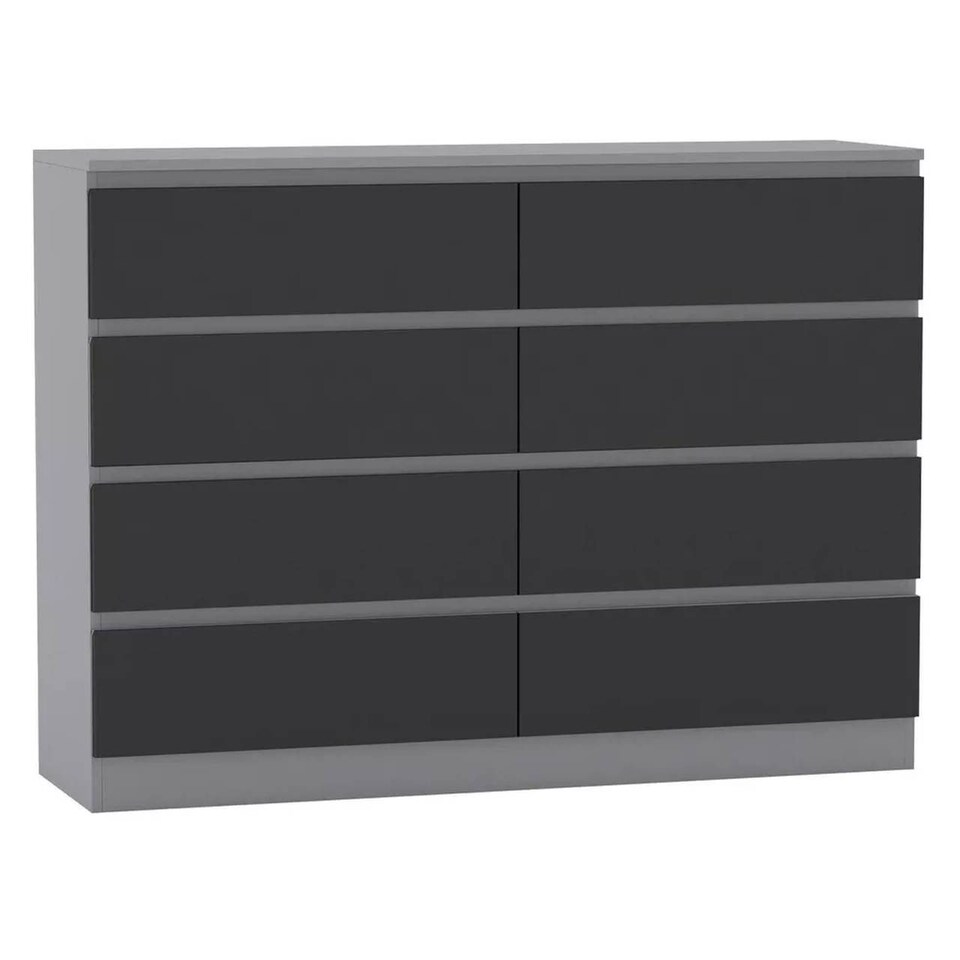 image 1 of Minimalist Chest of 8 Drawers - 88.3x120x35cm | Grey | Grey & Black | 1