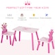 image 5 of HOMCOM 3 Pcs Kids Princess & Crown Chair Table Set Home Furniture 2-4 Yrs Pink | Multi