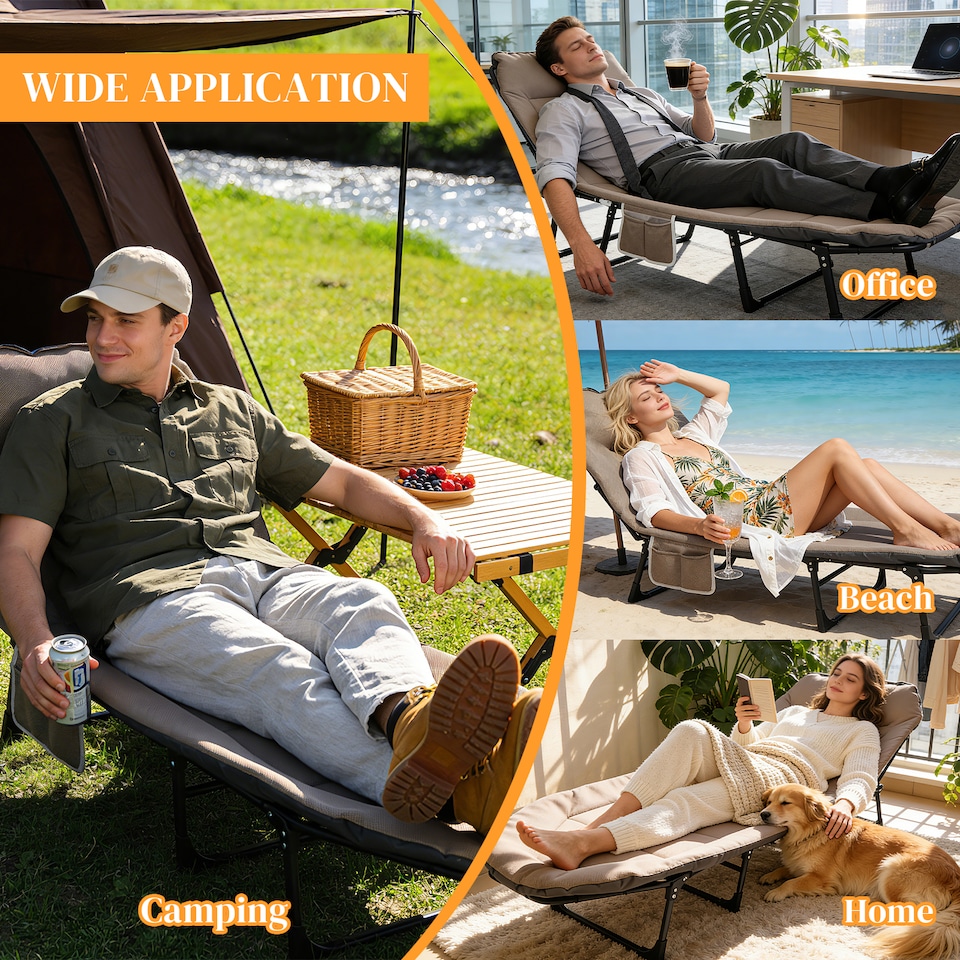 image 1 of Foldable Camping Bed with Adjustable Head Rest