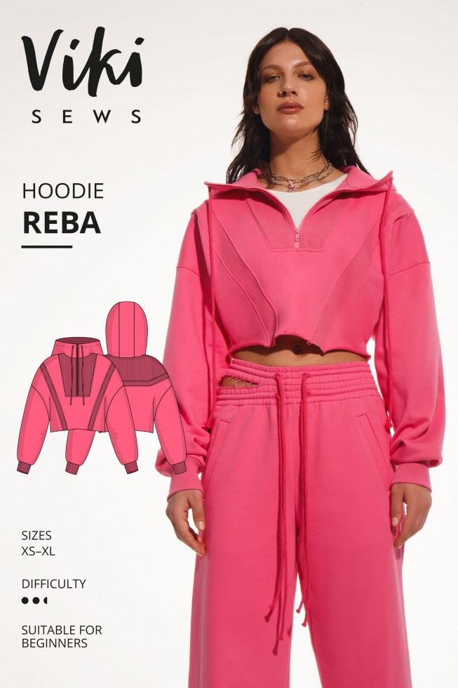 Vikisews Reba Hoodie Paper Sewing Pattern – Women’s Hoodies, Sweaters & Sportswear, Sizes XS–XL, Easy