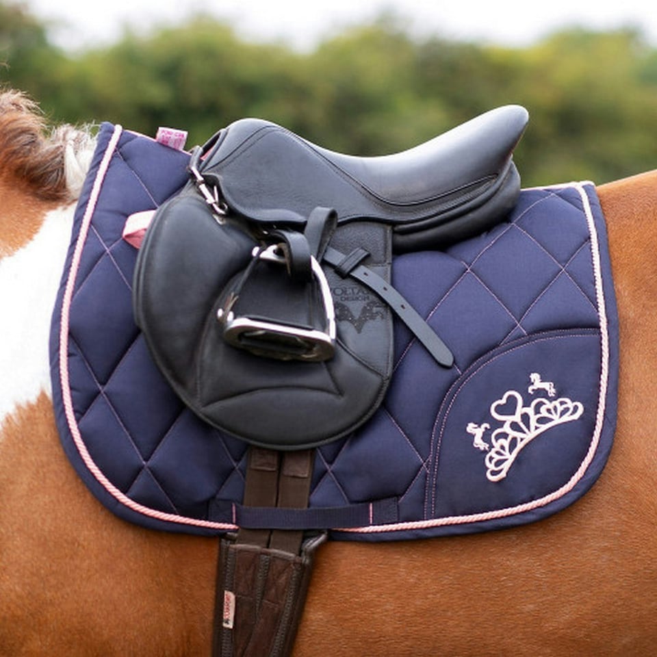 image 1 of Little Rider The Princess And The Pony Horse Saddlepad - Navy/Peach - Pony/Cob