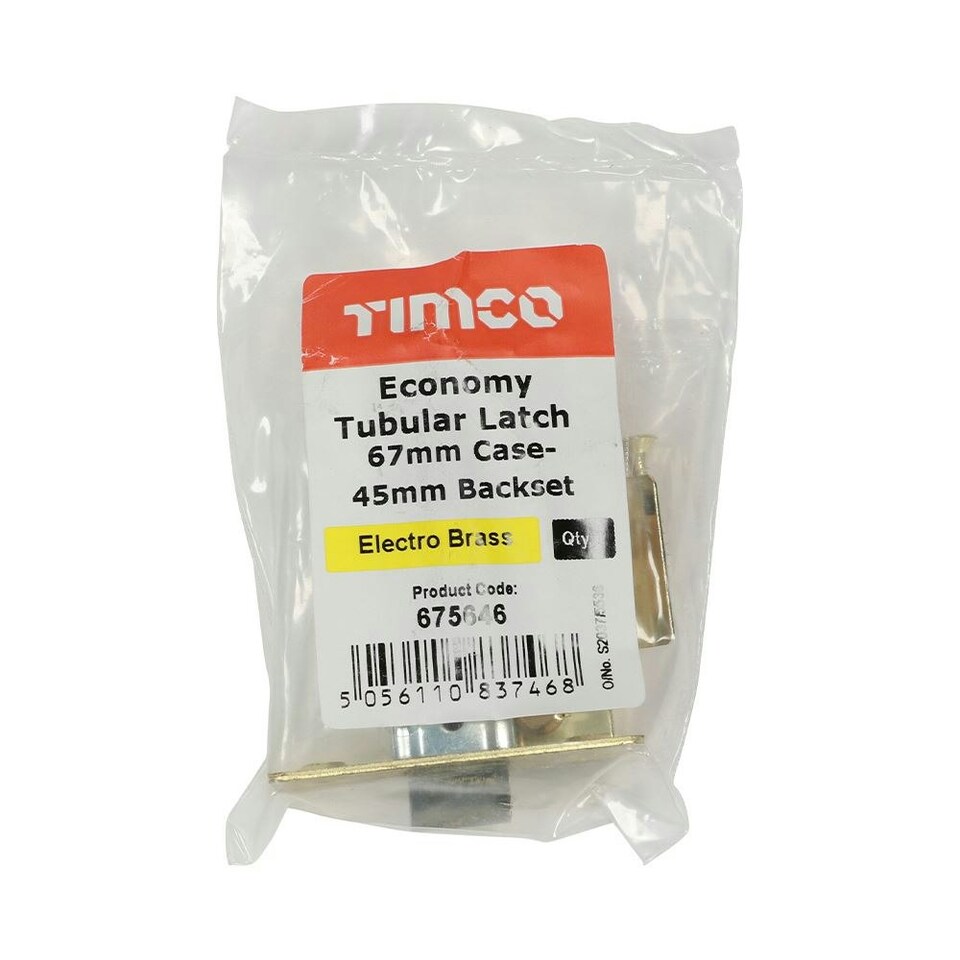 image 1 of Timco - Economy Tubular Latch - Electro Brass (Size 67 case / 45 backset - 1 Each)