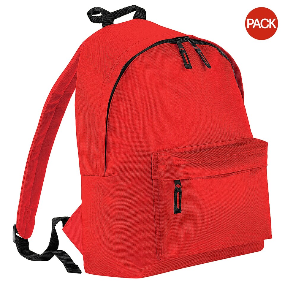 Bagbase Fashion Backpack / Rucksack (18 Litres) (Pack Of 2) - Bright Red - One Size