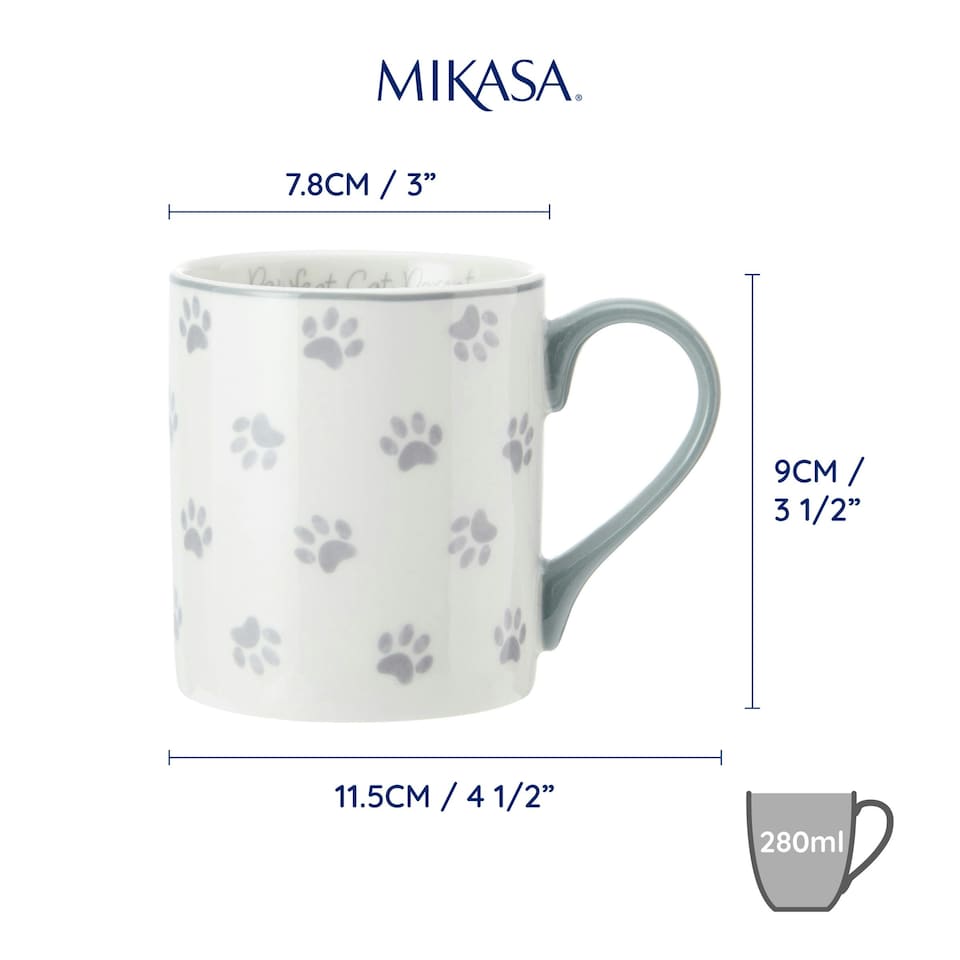 image 1 of Mikasa Pawfect Cat Parent Straight-Sided Porcelain Mug, 280ml | White