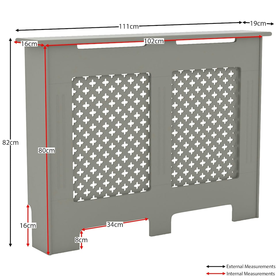 image 1 of Vida Designs Oxford Radiator Cover Painted MDF Cabinet, Grey, 111cm
