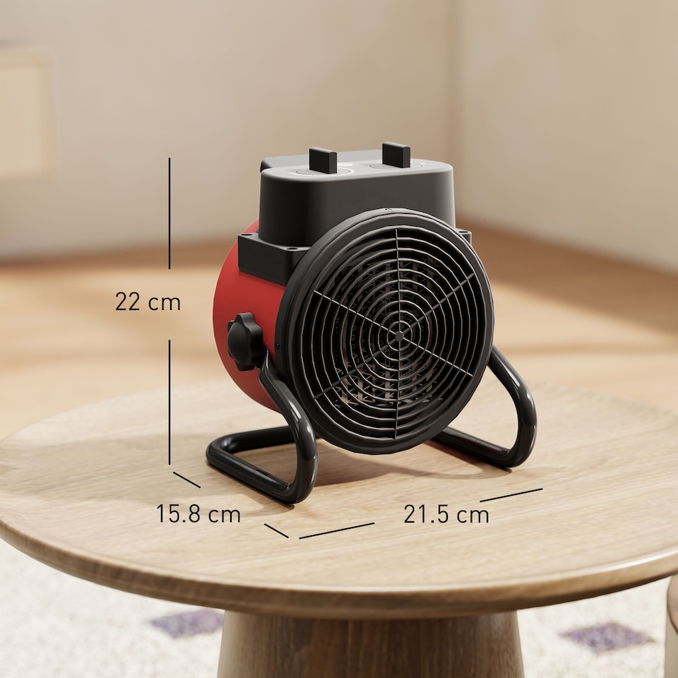 image 1 of HOMCOM Ceramic Space Heater, 2000W Portable Fan Electric Heater with 3 Modes, Adjustable Thermostat, Handle, Overheat Protection, Low Energy for Bedroom, Red | Red