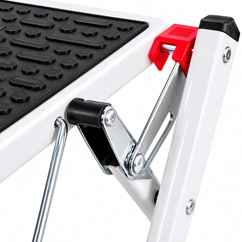 image 1 of Folding Portable 2 Step Stool Non Slip Tread Safety Steel Stepladder | White