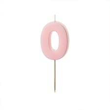 Pastel Pink Number 0 Shaped Candle 5.5cm