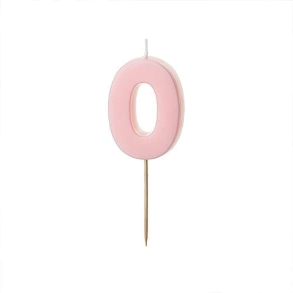 image 1 of Pastel Pink Number 0 Shaped Candle 5.5cm
